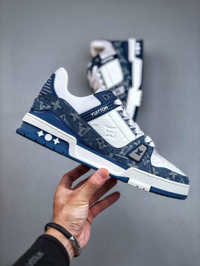LOUIS VUITTON LV TRAINER 'BLU' REPLICA - immagine 6