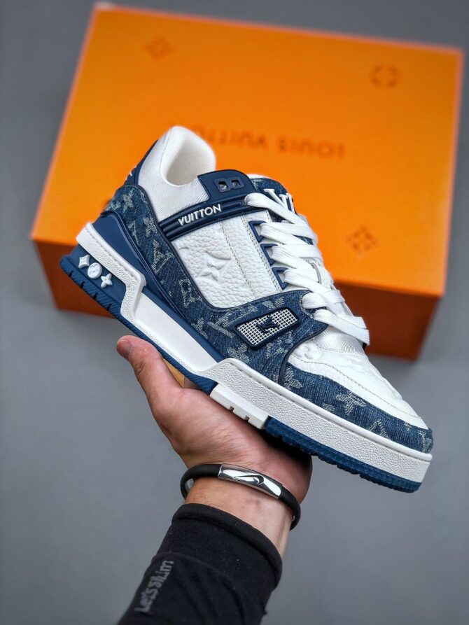 LOUIS VUITTON LV TRAINER 'BLU' REPLICA - immagine 8
