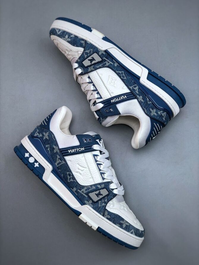 LOUIS VUITTON LV TRAINER 'BLU' REPLICA - immagine 2