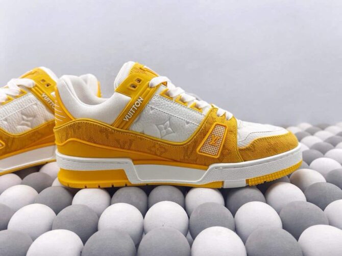 REPLICA LOUIS VUITTON LV TRAINER 'DENIM ORANGE' - immagine 5