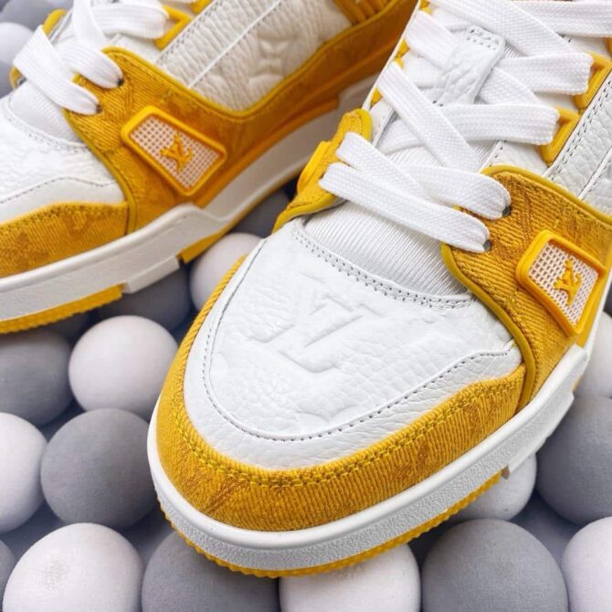 REPLICA LOUIS VUITTON LV TRAINER 'DENIM ORANGE' - immagine 3