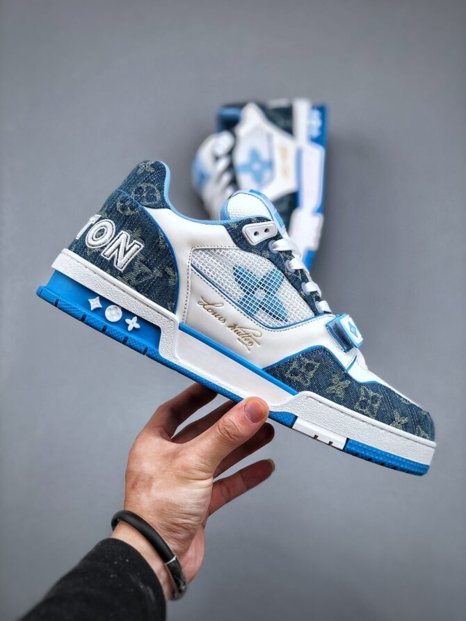 LOUIS VUITTON LV TRAINER REPLICA 'MONOGRAM DENIM' - immagine 7