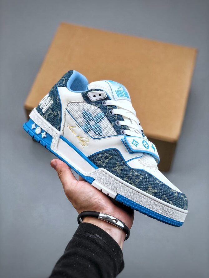 LOUIS VUITTON LV TRAINER REPLICA 'MONOGRAM DENIM' - immagine 9