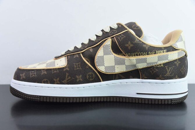 REPLICA AIR FORCE 1 X LOUIS VUITTON 'MARRONI' - immagine 8