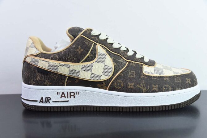 REPLICA AIR FORCE 1 X LOUIS VUITTON 'MARRONI' - immagine 9