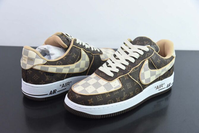 REPLICA AIR FORCE 1 X LOUIS VUITTON 'MARRONI' - immagine 2